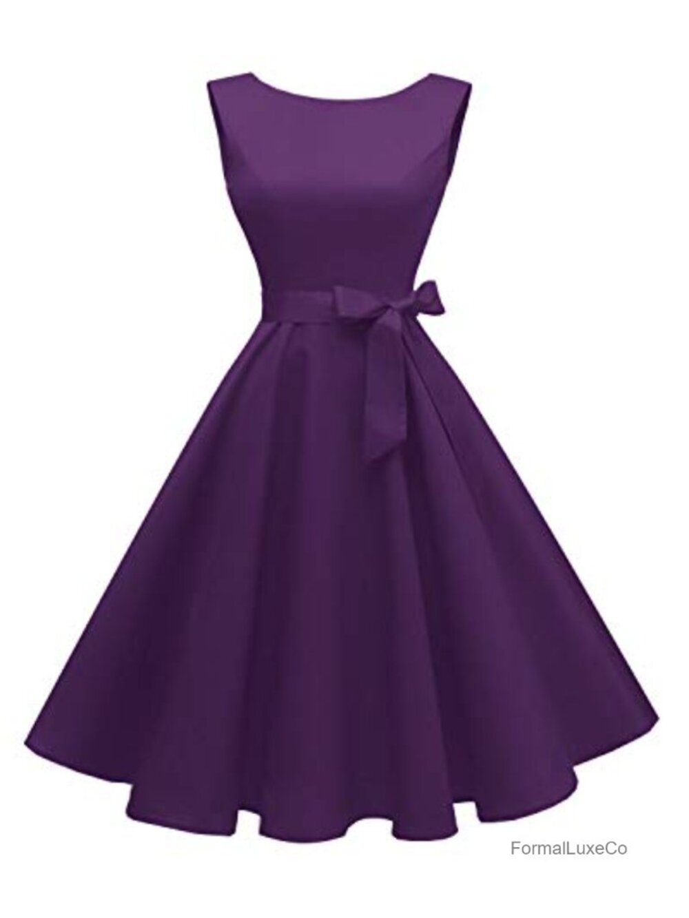 Vintage 1950s Cocktail Dress Sleeveless Boatneck A-Line Midi